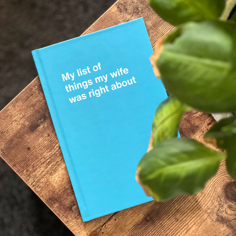 A WTF Notebook, the hilarious Father's Day gift, titled: My list of things my wife was right about