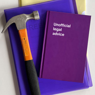 An Easter gift WTF Notebook titled: Unofficial legal advice