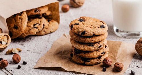 A stack of chocolate chip cookies