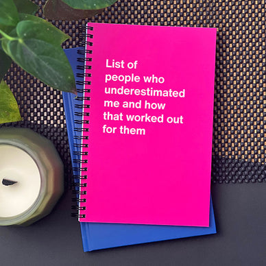 A WTF Notebook titled: List of people who underestimated me and how that worked out for them (funny Christmas gift)