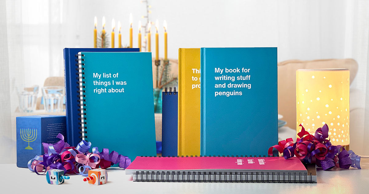 An assortment of funny Hanukkah gifts – hilarious WTF Notebooks