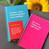 Two WTF Notebooks and a custom gift message card