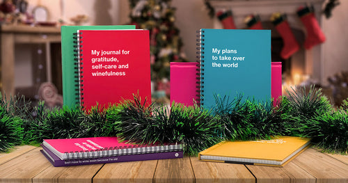 A set of WTF Notebooks in a Christmas setting