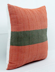 Small Square Throw Pillow- Orange with Green Center