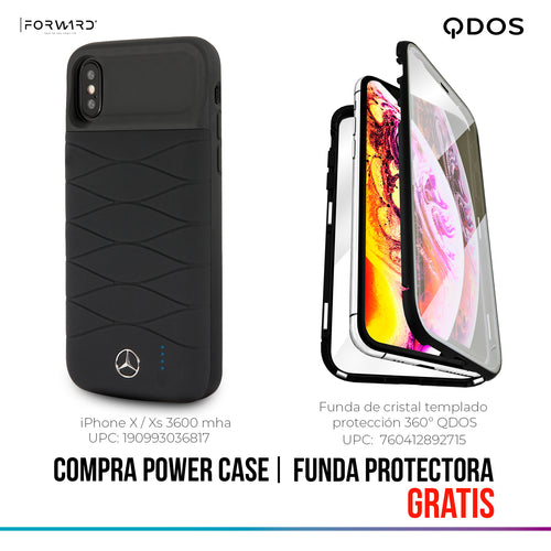 Case/Funda Power Bank Mercedes Benz Color Negro iPhone X y iPhone