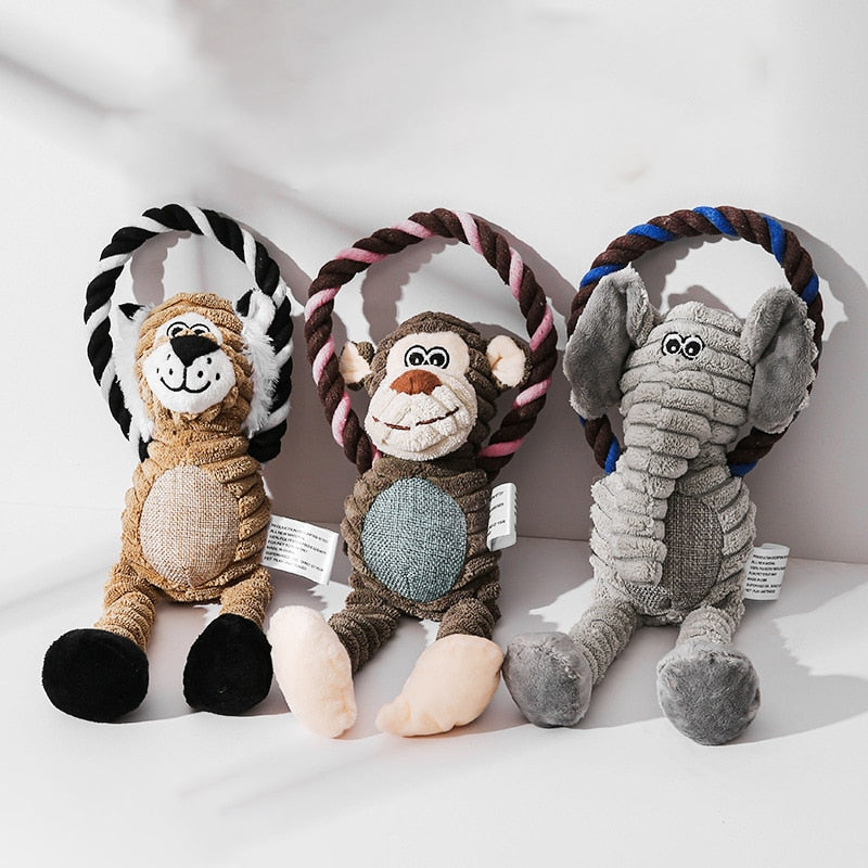Dog Puppy Toys Pet Supplies Pets Chew Toy Animal Shape Squeak Cleaning for Small Medium Dog Accessories Training Plush Sound