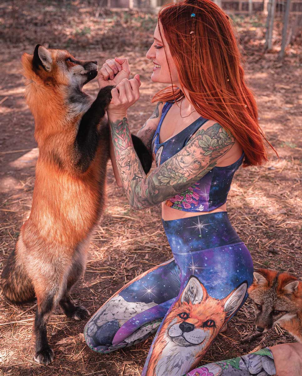 Mikayla Raines of Save A Fox Rescue wearing WERKSHOP X Save A Fox Athleisure Set