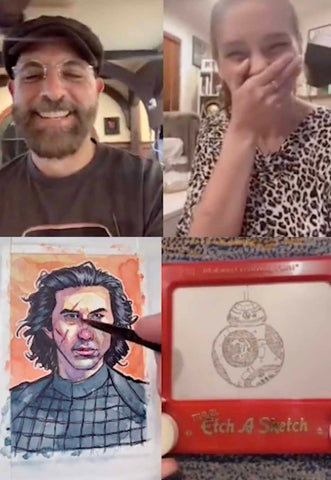 Split-screen screenshot of Scott Christian Sava and Chriztina Marie alongside a tiktok live reply of a star wars themed dual live stream.