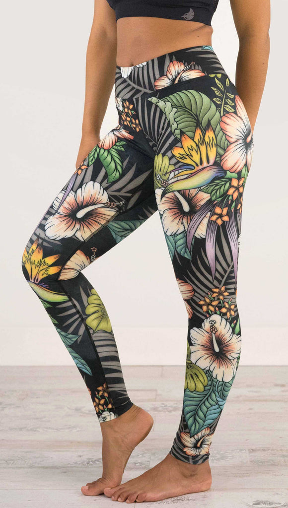 Flower Skull Pattern Women's Yoga Pants High Waisted Workout Leggings  Stretch Athletic Gym Print Long Pants