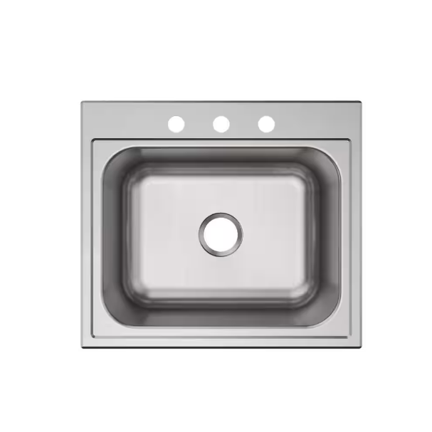 Elkay Parkway 25in. Drop-in 1 Bowl 20 Gauge Stainless Steel Sink Only and No Accessories