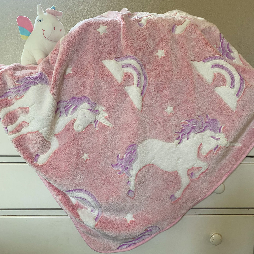 Pink Glow in the Dark Unicorn Blanket – Glow in the Dark Blankets