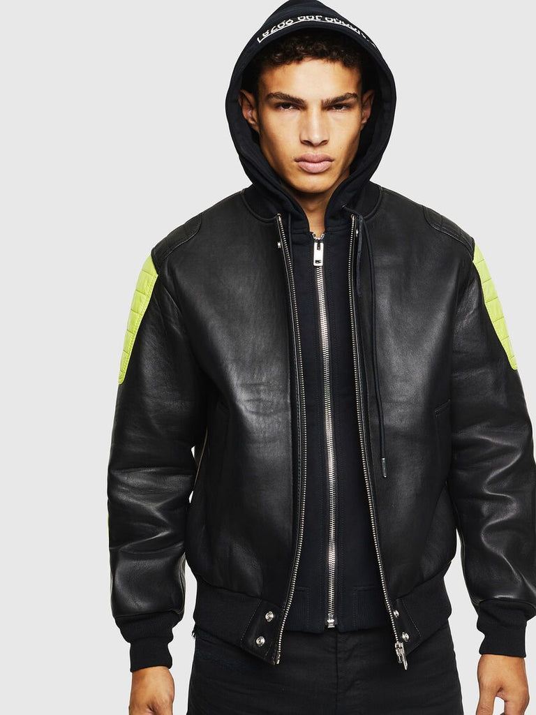 DIESEL L-BRANDO Layered-effect jacket with fluo details – Greet Silk