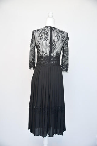 zara black lace midi dress