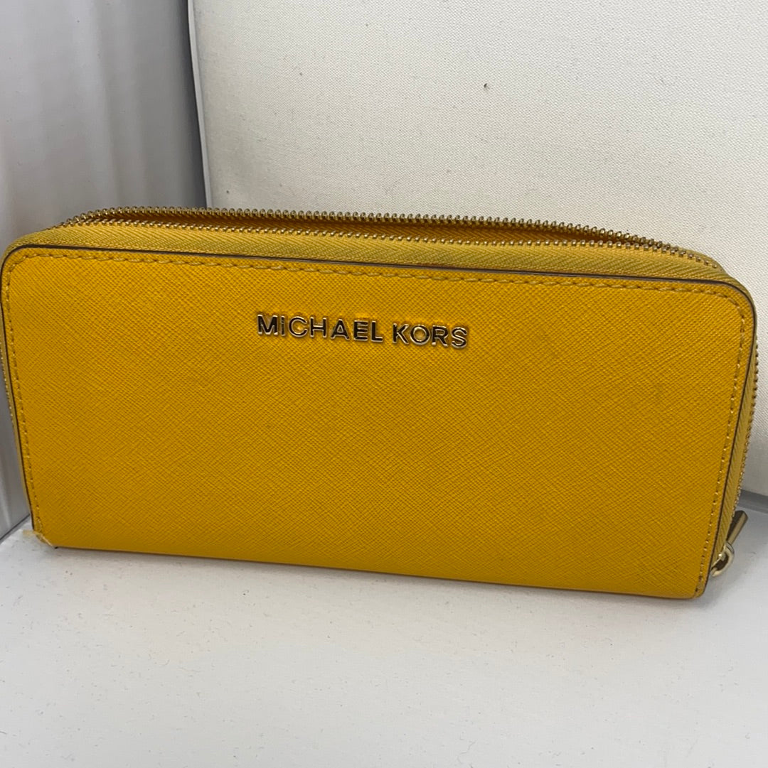 Michael Kors Yellow Leather Zip Around Wallet – The Hangout