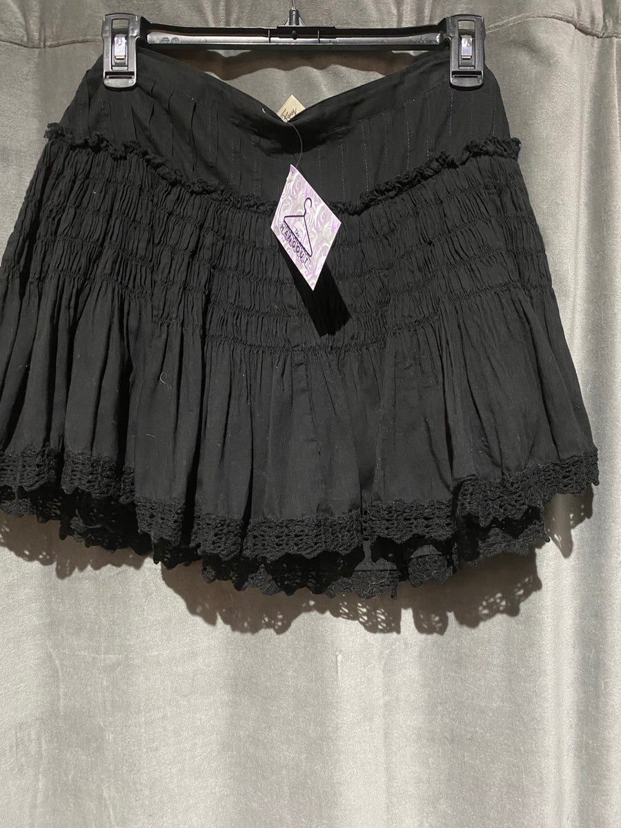 Love Shack Fancy Black Flare Cotton Mini Skirt – The Hangout