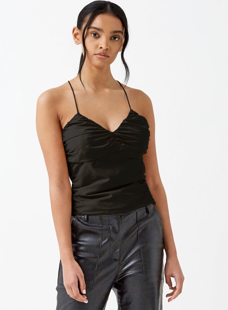 4th & Reckless | Jacque Ruched Cross Back Top Black