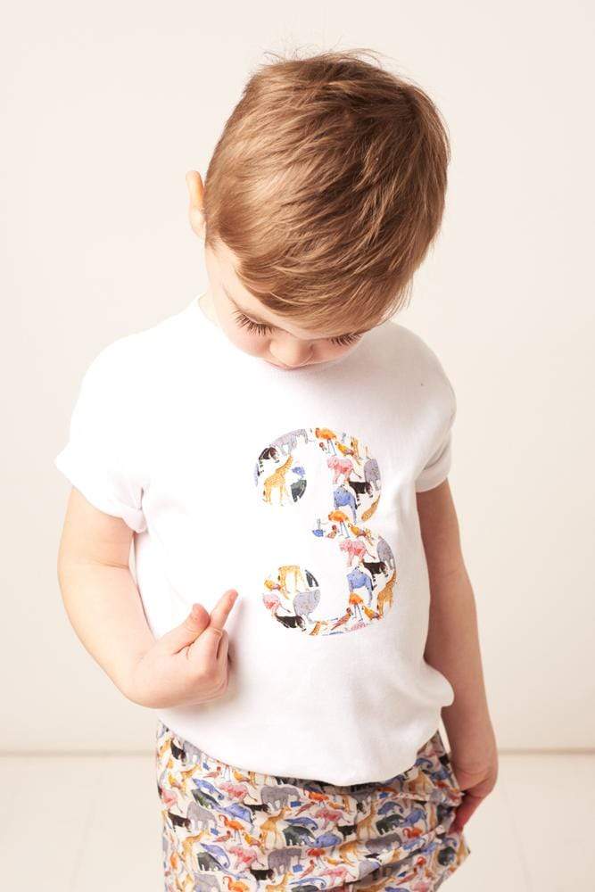 Number White T-Shirt in Queue For the Zoo Liberty Print