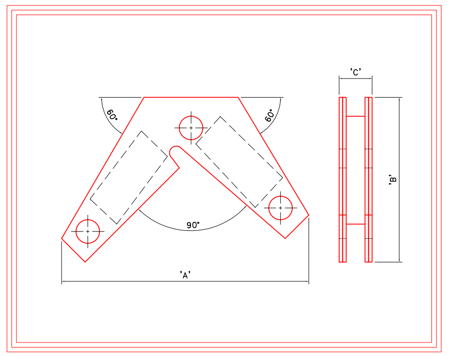 schematic drawing for Adjustable corner angles magnetic welding clamp