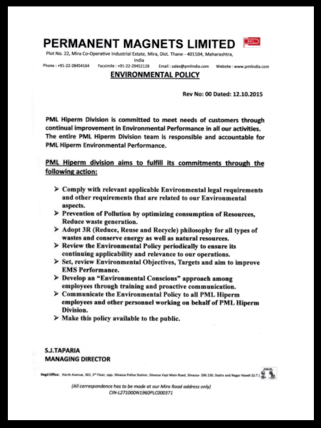 Hiperm Environment Policy