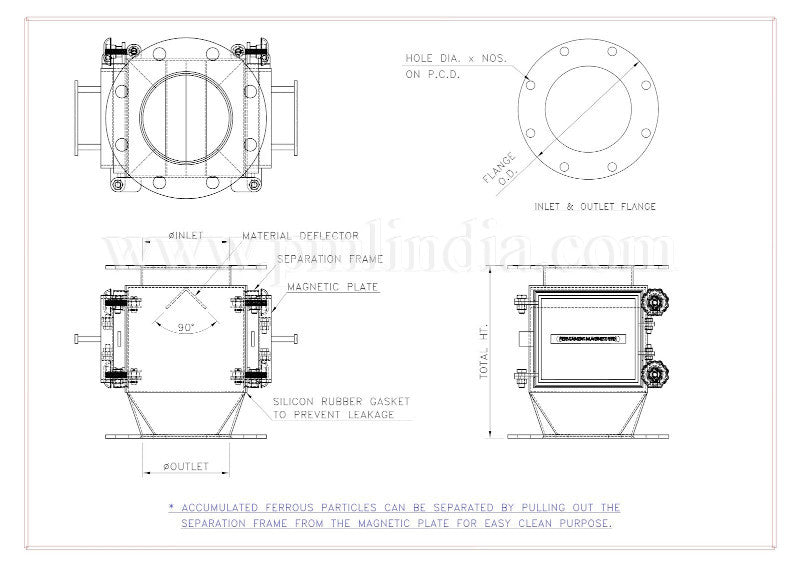 Plate Type Magnetic chute drawing