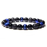 Bracelet Anti-Stress <br>Oeil de Tigre Bleu, Obsidienne Noir et Pierre de Lave - Shop Antistress