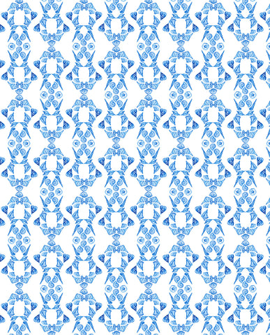 blue Watercolor seashells in a pattern