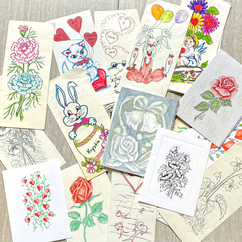 handpainted vintage cards