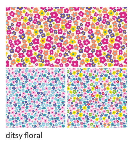 various ditsy scattered small floral pattern in multi colors