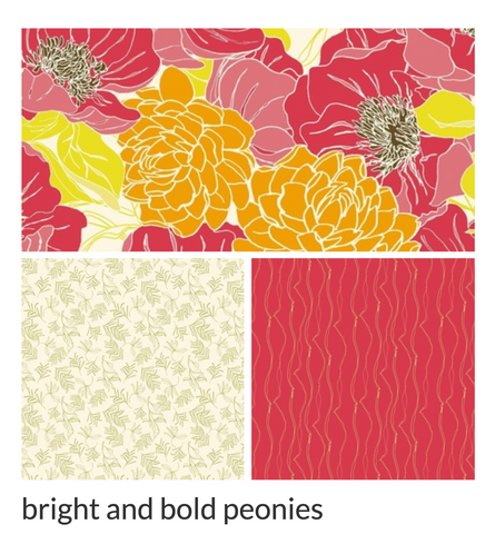 Bright and bold Peonies pattern collection by krystin mann