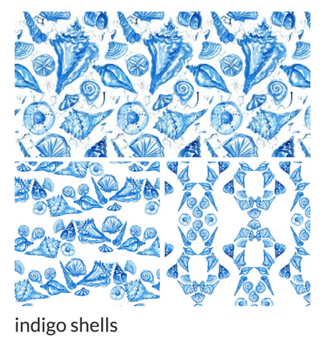 link to indigo watercolor shell patterns