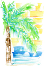 watercolor postcard of palmtree