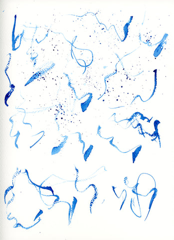 watercolor paint scribbles in blue