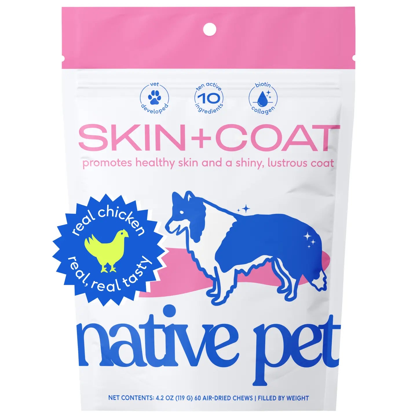 Native Pet Skin + Coat Chews, Skin & Coat Supplement For Dogs