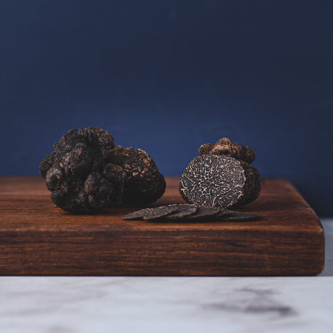 Fresh black truffles (Perigord truffles) from Italy.