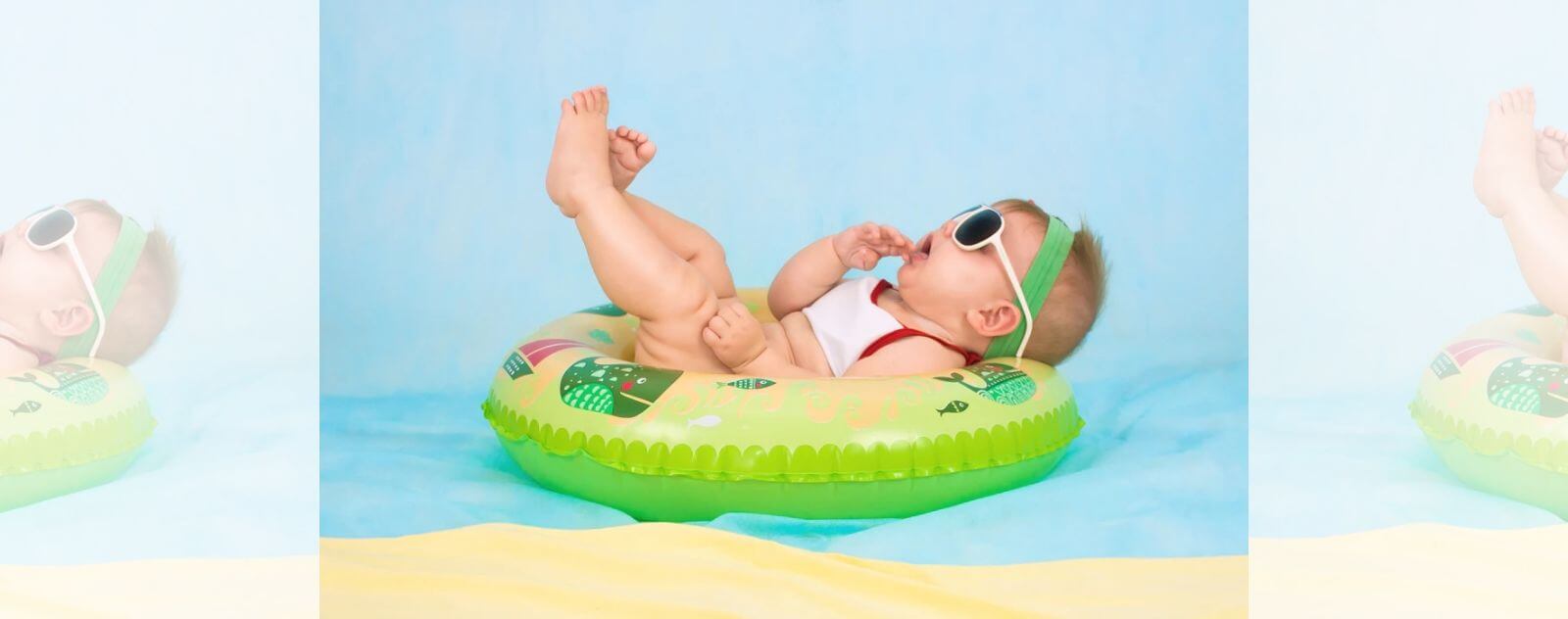 Baby Sleeping in a Swimming Pool