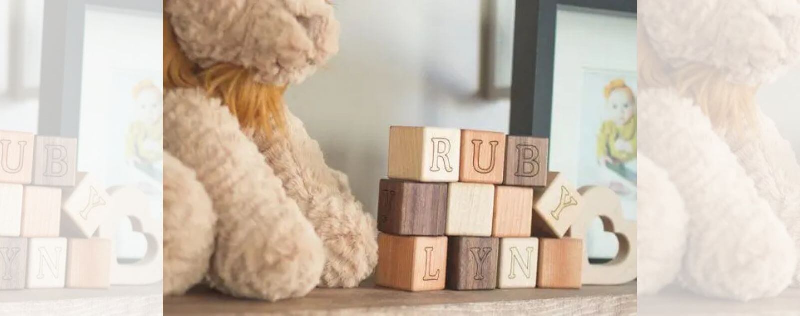 Wooden Cubes Personalized with the Letters of the Newborn's First Name for Toy