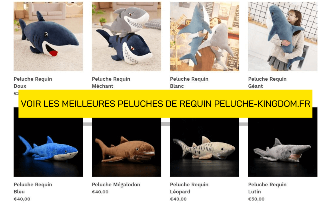 Página de colección de peluches de tiburones