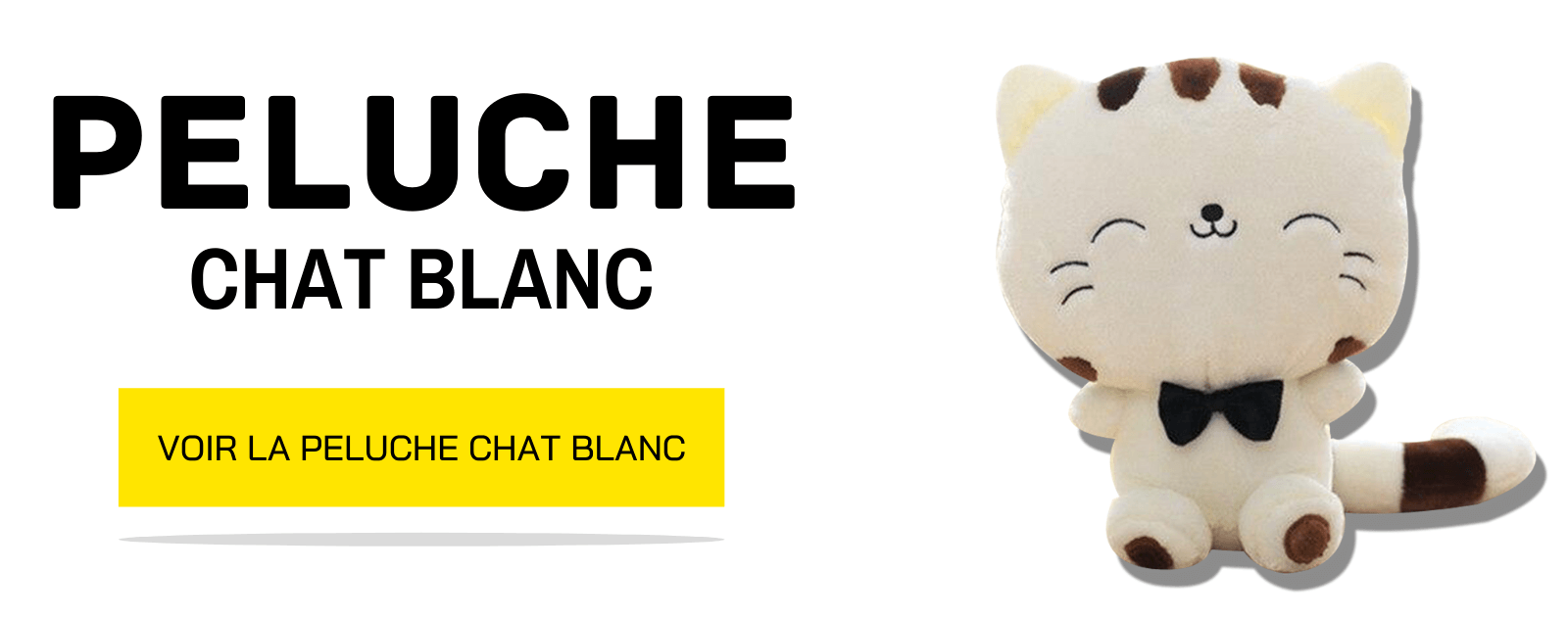 Peluche de Chat Blanc Mignon et Kawaii