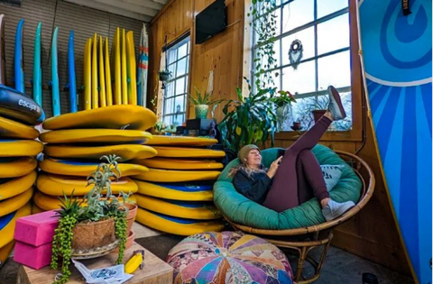 paddle boards in a store