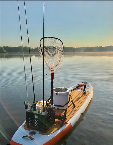 inflatable stand up paddle board with multiple attachment points with adjustable paddle