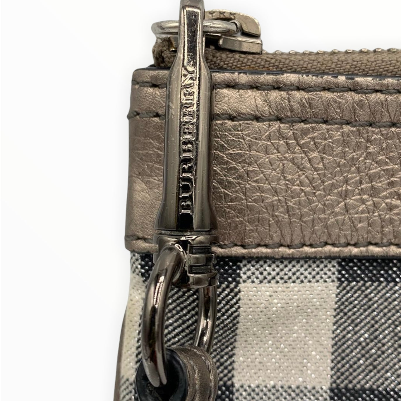 BURBERRY Metallic Check Print Wristlet – Collections Couture