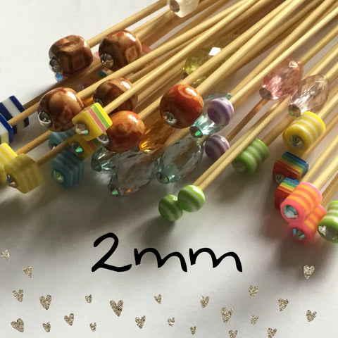2 5mm Us Size 1 1 Pair Beaded Knitting Needles Funky