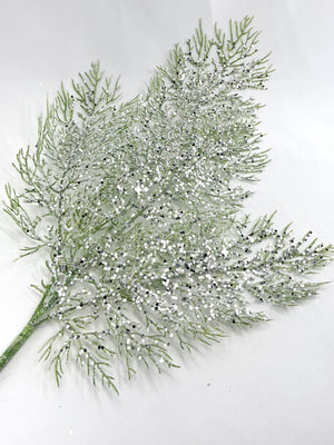 Glitter and sequins lace cedar spray - sage mint - Greenery Market