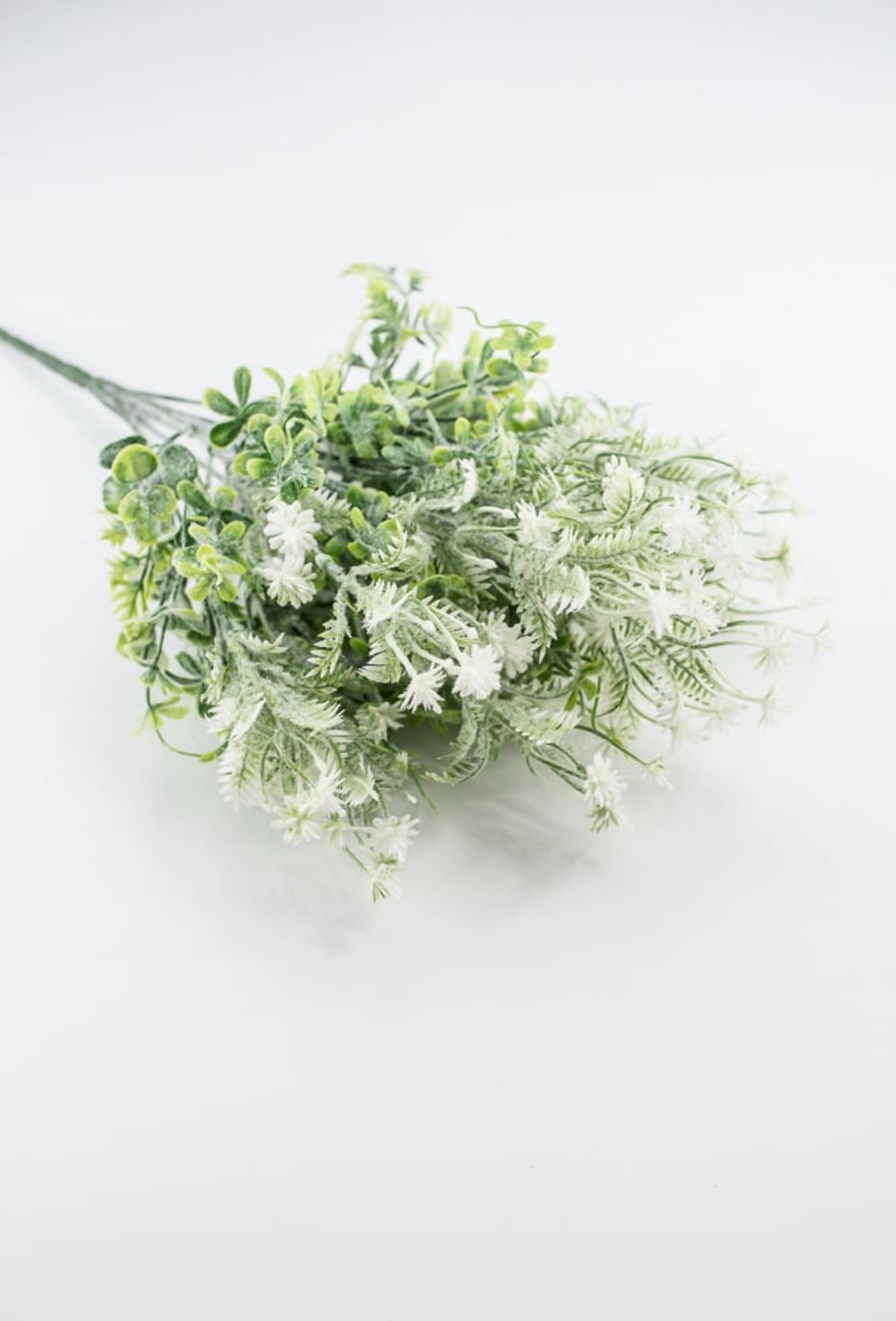 Artificial mixed greenery bush with white tips