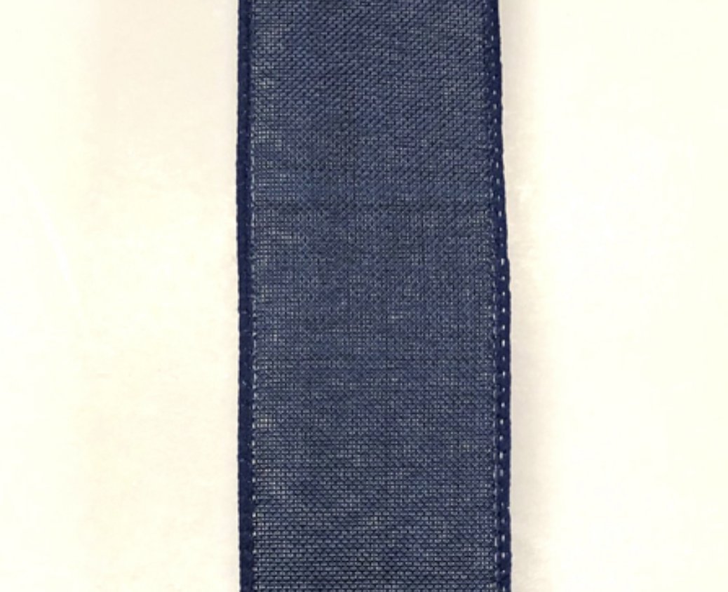 linen navy blue Solid wired ribbon 1.5” - Greenery Market