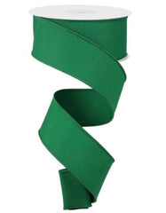 Emerald green plush velvet luster .75” farrisilk wired ribbon