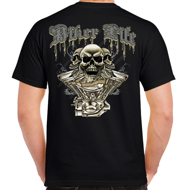 Biker Life Skull Engine T-Shirt – Biker Life Clothing