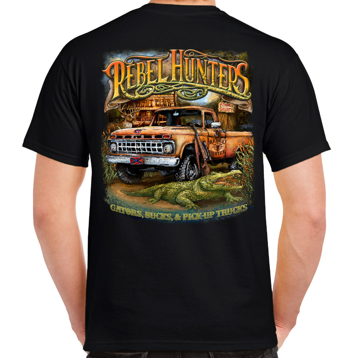 Rebel Hunters Gators Bucks & Trucks T-Shirt | eBay