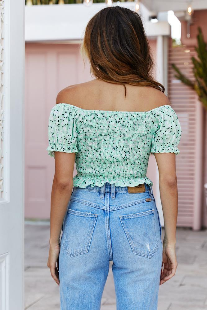 Orchard Blossoms Crop Top Green | Hello Molly