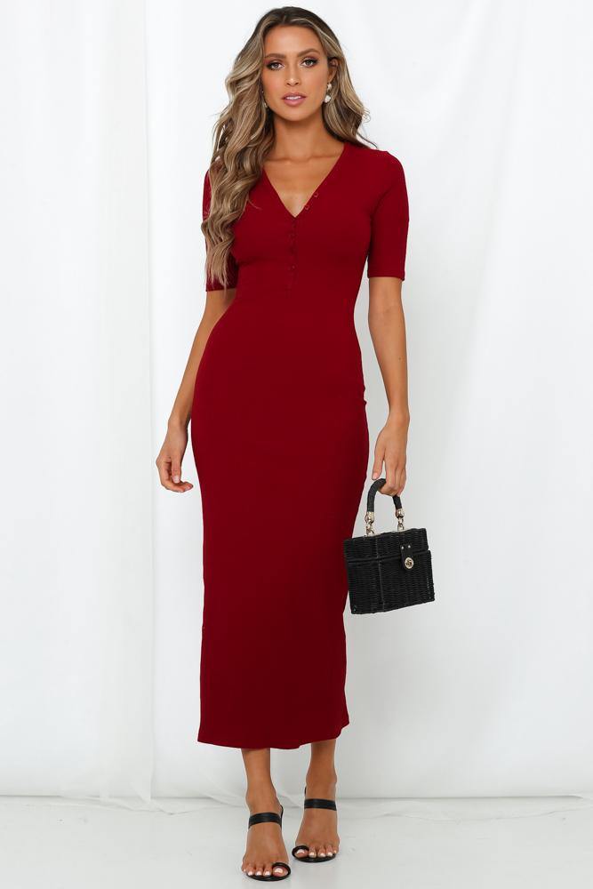 Absolutely Stellar Midi Dress Wine | Hello Molly